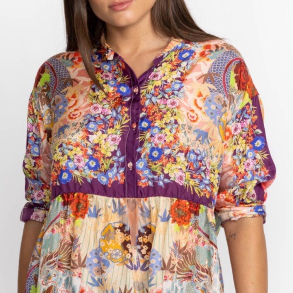 NWT Johnny Was ADALENA DERIVE BLOUSE 100% silk - Picture 2 of 14